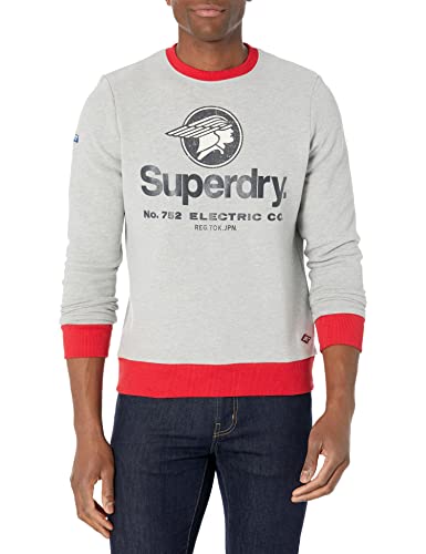 Superdry Core Logo AC Ringer Crew Sudadera, Athletic Grey Marl, M para Hombre