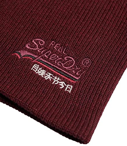 Superdry Orange Label Beanie Gorro de Punto, Rojo (Buck Burgundy Grit R6o), OS para Hombre