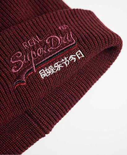 Superdry Orange Label Beanie Gorro de Punto, Rojo (Buck Burgundy Grit R6o), OS para Hombre