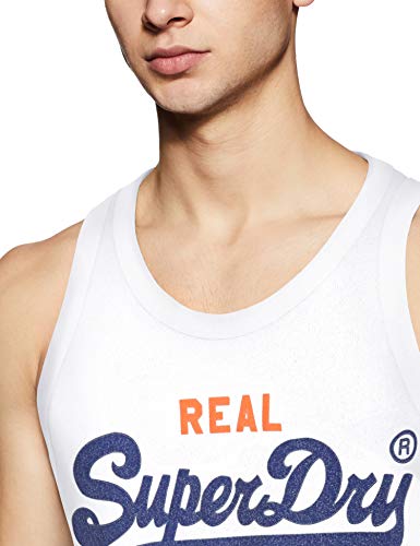 Superdry Vintage Logo Mid Weight Vest Camiseta sin Mangas, Blanco (Optic 01c), S para Hombre