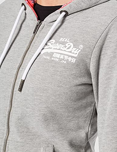 Superdry VL AOP UB Zip Hood Sudadera con Capucha, Grey Marl, XS para Mujer