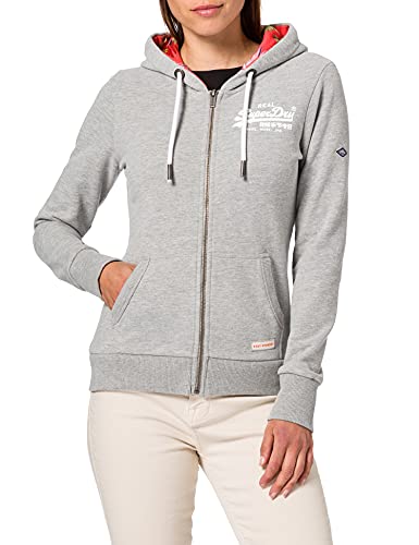 Superdry VL AOP UB Zip Hood Sudadera con Capucha, Grey Marl, XS para Mujer