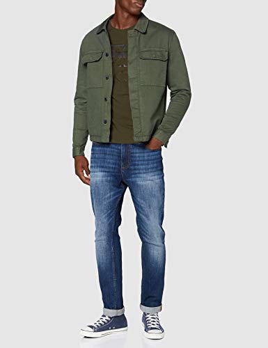 Superdry VL Halftone Emboss LS Top Camisa Manga Larga, Verde (Olive Night GPA), S para Hombre