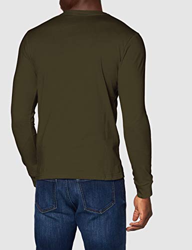 Superdry VL Halftone Emboss LS Top Camisa Manga Larga, Verde (Olive Night GPA), S para Hombre