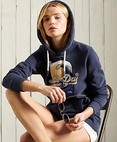 Superdry VL ITAGO Hood Sudadera con Capucha, Lauren Navy, S para Mujer