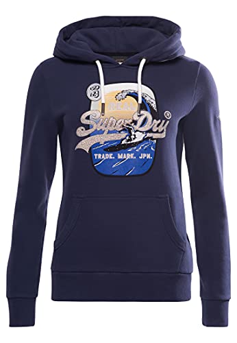 Superdry VL ITAGO Hood Sudadera con Capucha, Lauren Navy, S para Mujer