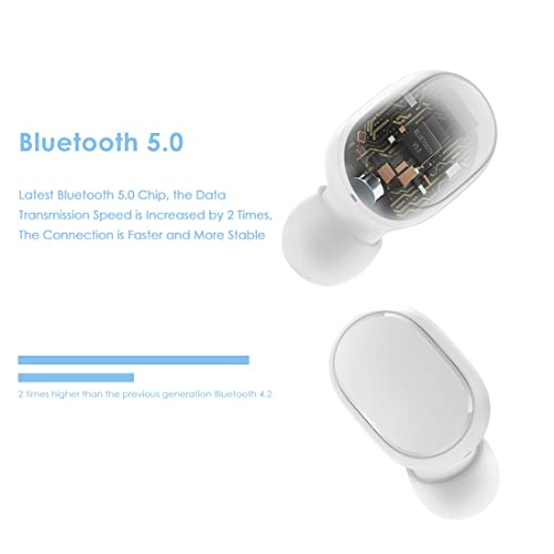 Superpow Xiaomi Redmi Airdots 2, Bluetooth 5.0 Auriculares Inalámbricos Xiaomi, Wireless Earbuds Auriculares Estéreos Manos Libres con Micrófono, Anti-transpiración IPX4, Estuche de Carga Magnét