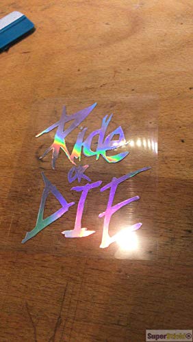 SUPERSTICKI - Adhesivo para coche con holograma de Ride or die Oil Slick, aprox. 20 cm