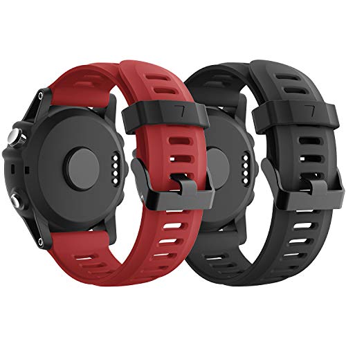 SUPORE Garmin Fenix 3 Correa de Reloj, reemplazo Respirable Suave del silicón Pulsera Hermosa Deporte y edición para Fenix 3/Fenix 3 HR/Fenix 5X Multi-Colors Smart Watch (Negro + Oscuro)