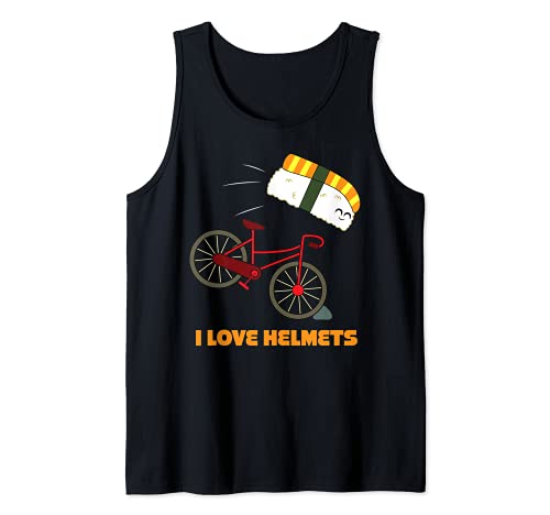 Sushi On Bike I Love Cascos Camiseta sin Mangas