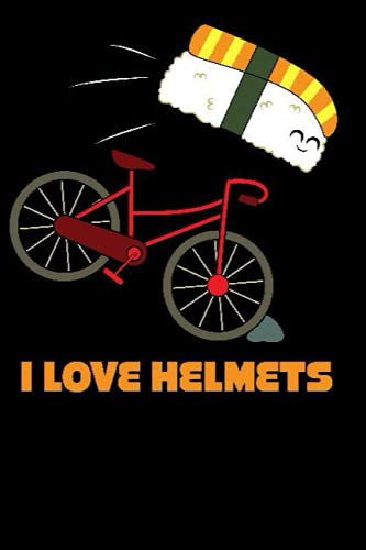 Sushi On Bike I Love Helmets Notebook: Dot Grid Journal or Notebook (6x9 inches) with 120 Pages