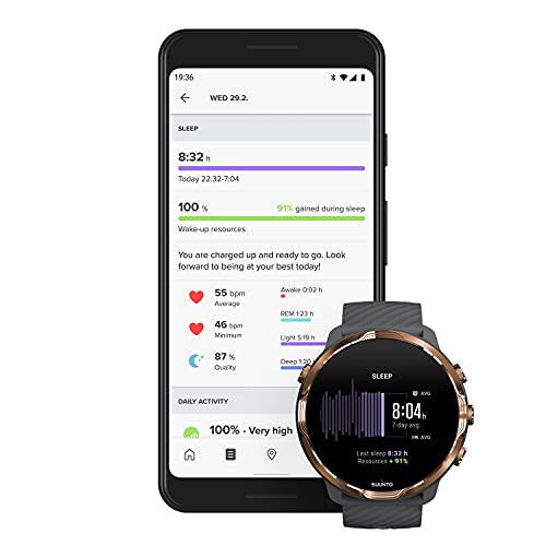 Suunto 7 Reloj Inteligente versátil para Practicar Deporte con Wear OS de Google, Unisex, Gris/Cobre, Talla Única