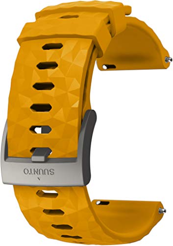 Suunto SS050012000 Correa de sustitución original para todos los relojes Suunto Spartan Sport Wrist HR, silicona, largo: 22,3 cm, ancho: 24 mm, incluye pasadores de fijación, ámbar/plateado