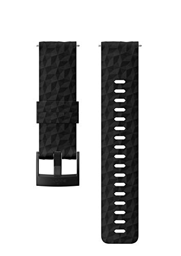 Suunto SS050221000 Correa de sustitución original para todos los relojes Suunto Spartan Sport WRH y Suunto 9, silicona, largo: 22,3 cm, ancho: 24 mm, incluye pasadores de fijación, negro/negro,