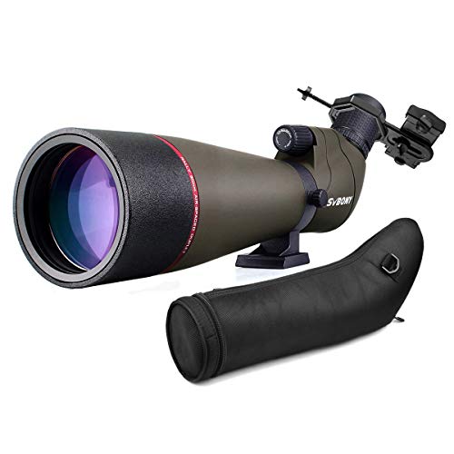 Svbony SV13 Telescopio Terrestre 20-60x80, HD Monocular con Adaptador Móvil, Impermeable Óptica FMC Catalejos Potente Profesional Bolsa de Transporte para Observación de Aves, Tiro al Blanco