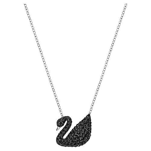 Swarovski Colgante Swarovski Iconic Swan, negro, Baño de Rodio