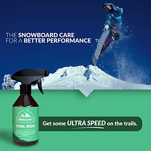 Swift Glide Spray Cera Snowboard Tabla y Esquis - Cera Esquis para Mejor Deslizamiento Tabla de Snowboard - Encerado para Tabla Deslizante, Hidrata y Protege la Tabla Snowboard para Esquiadores, 250ml