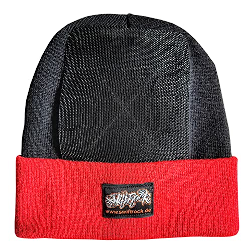 Swift Rock - Gorro con dos tonos, color negro, rojo y negro