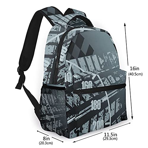 SXCVD Mochila informal,Carreras de abstracción cuadrada en la pista de carreras de,Mochila para portátil de negocios,Mochila de viaje de senderismo para hombres,mujeres,adolescentes