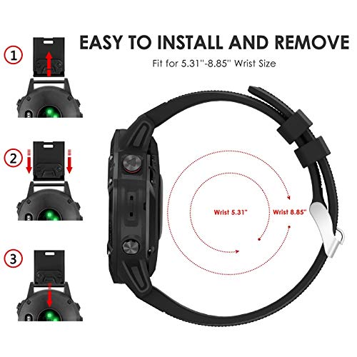 Sycreek Compatible para Garmin Fenix ​​5 Correa Reemplazo de Silicona 22mm Correa Deportiva de Auste Rápido para Fenix ​​6/Fenix ​​6 Pro/Fenix ​​5/Fenix ​​5 Plus/Forerunner 935