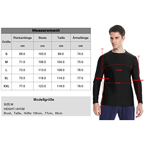 Sykooria 3 Piezas Camisetas Manga Larga Hombre Deporte UPF 50+ Protección Solar UV,Secado Rápid Top Transpirable Shirt Camiseta Cuello Redondo para Correr Trotar Fitness Ciclismo Entrenamiento Casual