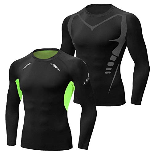 Sykooria Camiseta de Compresión Manga Corta Manga Larga para Hombre Ropa Deportiva de Transpirable y Secado Rápido para Deporte Running Ciclismo Fitness Gym Entrenamiento