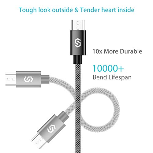 Syncwire Cable Micro USB 1m [2-Unidades] - 2.4A Cable Android Carga Rápida Cable Micro USB Nylon Trenzado para Samsung Galaxy S7/S6/S4/S3, Kindle, Sony, Huawei, Xiaomi, Nexus, Motorola, PS4 - Gris