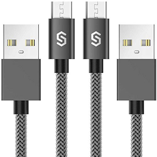 Syncwire Cable Micro USB 1m [2-Unidades] - 2.4A Cable Android Carga Rápida Cable Micro USB Nylon Trenzado para Samsung Galaxy S7/S6/S4/S3, Kindle, Sony, Huawei, Xiaomi, Nexus, Motorola, PS4 - Gris