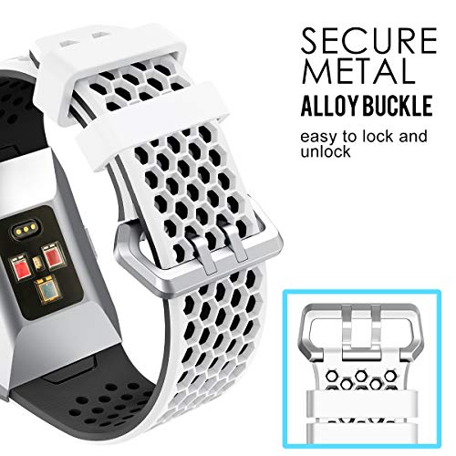 Syxinn Compatible para Fitbit Ionic Correa de Reloj, Banda de Reemplazo Silicona Suave Sports Pulsera para Ionic Watch (Blanco-Negro)