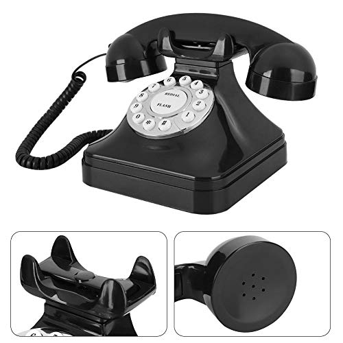 T osuny Teléfonos fijos Retro Antiguos, teléfono Vintage multifunción, con Base Antideslizante, Compatible con función de Almacenamiento de rellamada de ruptura de Flash, para Oficina en casa(Negro)