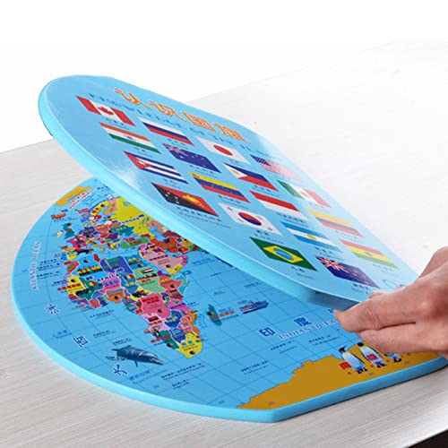 Tablero de mapa del mundo con banderas nacionales, divertido juego de mesa de madera plegable para niños, aprender geografía, países, capitales, idioma y moneda, desarrollo intelectual, juguetes educa