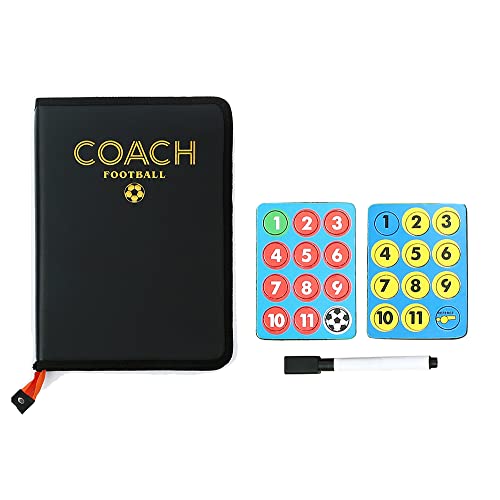 Tablero de Táctica de Fútbol, Carpeta Pizarra Táctica, Pizarra Entrenador Magnéticas de Fútbol, Pizarra Táctica de Fútbol Plegable y Portátil con Imanes, Lapiceros y Borrador