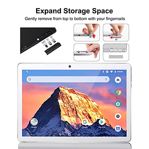 Tablet 10 Pulgadas 8 Core - NIUNIUTAB Android 10.0 Certificado por Google GMS 4G LTE Tablets,4GB de RAM y 64 GB,Dobles SIM, GPS,WiFi,Teclado Bluetooth，Ratón，Funda para Tableta y Más Incluidos - Sliver