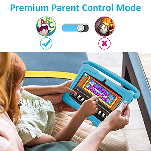 Tablet PC para niños, Tablet PC Androide Veidoo de 7 pulgadas, 1GB / 16GB, pantalla IPS de 1024x600, aplicación educativa, linda tablet PC con funda de silicona (azul)