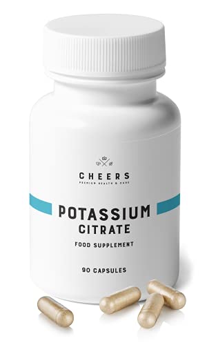 Tabletas de Citrato de Potasio - (333 mg) - Citrato de Potasio Puro 90 Cápsulas Veganas - La absorción más alta en Suplementos de Potasio - Cheers