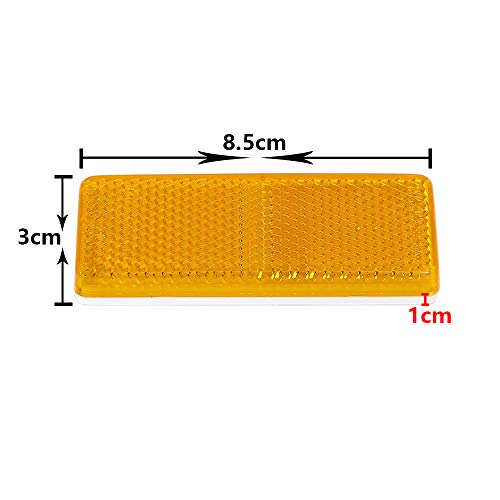 TAEUYYM 10 x Catadioptrico Rectangulares Amarillo Adhesivo, Catadioptrico Rectangulares Adhesivo Remolque, Reflectores Rectangulares Amarillo, para Camión RV Caravana Remolque Tractor Moto(Amarillo)