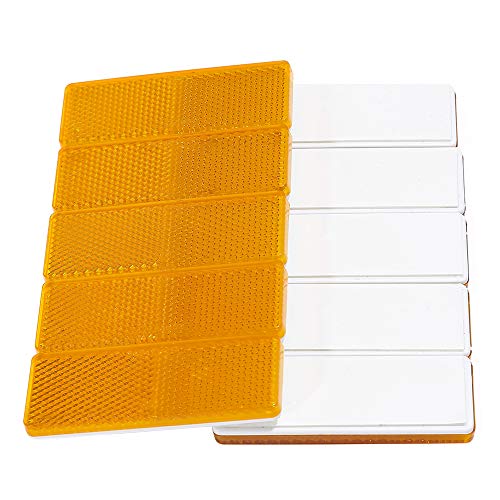 TAEUYYM 10 x Catadioptrico Rectangulares Amarillo Adhesivo, Catadioptrico Rectangulares Adhesivo Remolque, Reflectores Rectangulares Amarillo, para Camión RV Caravana Remolque Tractor Moto(Amarillo)