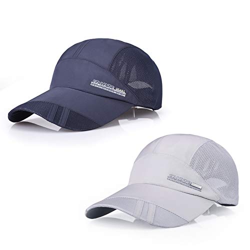 TAGVO Gorra de Béisbol de Malla Deportiva, Paquete de 2 Malla Transpirable de Verano Gorras de Sol de Béisbol de Secado Rápido Gorra de Visera ejecutiva Unisex con Cierre de Hebilla Ajustable