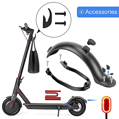 TAGVO Guardabarros Trasero para Scooter, Soporte De Guardabarros Trasero y luz Trasera y Gancho Delantero y Correa Reflectante Accesorios De Repuesto para Scooter Eléctrico,para Xiaomi M365/M365 Pro