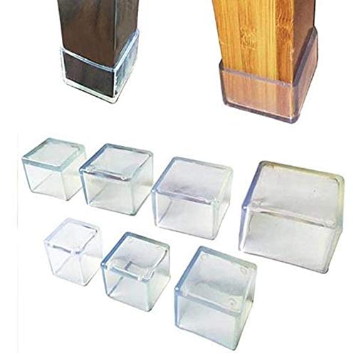 Tapas De Patas De Sillas Tapas De Patas De Sillas De Silicona Tazas Almohadillas Muebles Cubiertas De Mesas Protectores De Piso FéRulas De PláStico-Transparente_Cuadrado 20 * 20 Mm / 24 Piezas