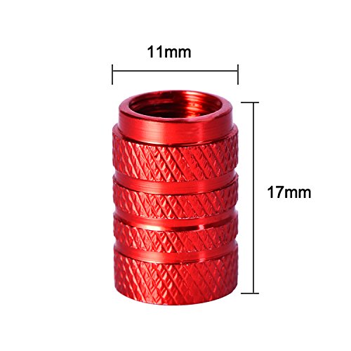 Tapas de Válvulas de Neumático de Coche Tapones de Válvulas de Rueda Tapa de Neumático a Prueba de Polvo, 8 Piezas (Rojo)