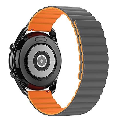 Tasikar 22mm Correas Compatible con Correa Samsung Galaxy Watch 3 45mm/Watch 46mm, Pulsera de Repuesto de Silicona con Cierre Magnético [Usable Doble Cara] para Huawei Watch GT2 46mm (Naranja-Gris)