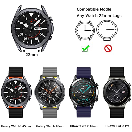 Tasikar 22mm Correas Compatible con Correa Samsung Galaxy Watch 3 45mm/Watch 46mm, Pulsera de Repuesto de Silicona con Cierre Magnético [Usable Doble Cara] para Huawei Watch GT2 46mm (Naranja-Gris)