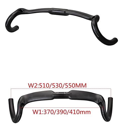 TASJS Manillar de Fibra de Carbono Handletros de ciclocross Handlebars 370/390/410mm Manillar de Bicicleta,for Ciclismo,Piezas de Ciclismo de Carreras (Color : 390MM)