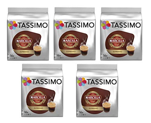 TASSIMO Marcilla Café Espresso - 5 paquetes de 16 cápsulas: Total 80 unidades