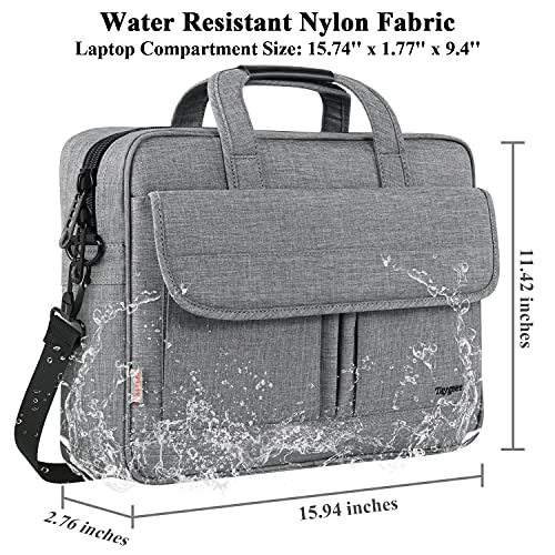 Taygeer Maletín Portátil 15.6 Pulgadas, Bandolera para Portátil Bolsa de Trabajo Comercial Impermeable Bolsa Maletín del Laptop Bolsa de Computadora para Viajes Negocios Escuela Hombres Mujeres, Gris