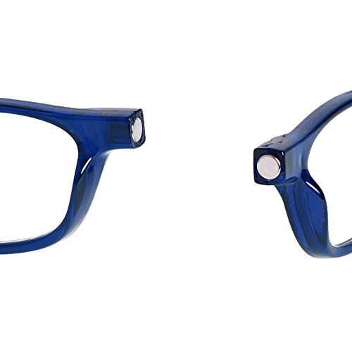 TBOC Gafas de Lectura Presbicia Vista Cansada – Montura Azul Graduadas +2.00 Dioptrías Hombre Mujer Regulables Imantadas Magnéticas Plegables Lentes Aumento Leer Ver Cerca Cuello Cierre Imán