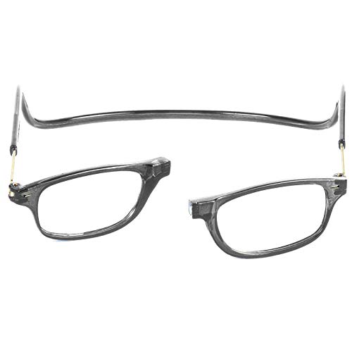 TBOC Gafas de Lectura Presbicia Vista Cansada – Montura Gris Graduadas +3.00 Dioptrías Hombre Mujer Regulables Imantadas Magnéticas Plegables Lentes Aumento Leer Ver Cerca Cuello Cierre Imán