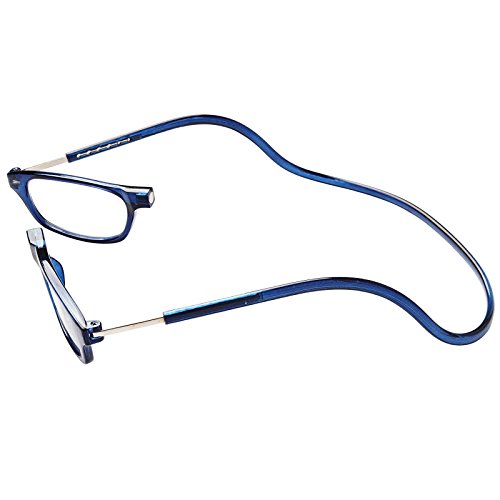 TBOC Pack: Gafas de Lectura Presbicia Vista Cansada – (Dos Unidades) Graduadas +1.00 Dioptrías Montura Azul Hombre Mujer Imantadas Plegables Lentes Aumento Leer Ver Cerca Cuello Imán