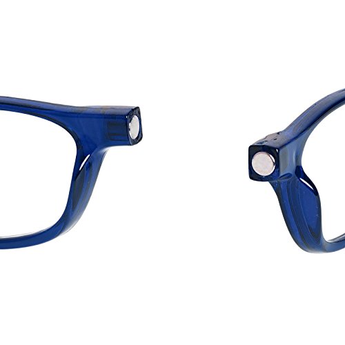 TBOC Pack: Gafas de Lectura Presbicia Vista Cansada – (Dos Unidades) Graduadas +1.00 Dioptrías Montura Azul Hombre Mujer Imantadas Plegables Lentes Aumento Leer Ver Cerca Cuello Imán